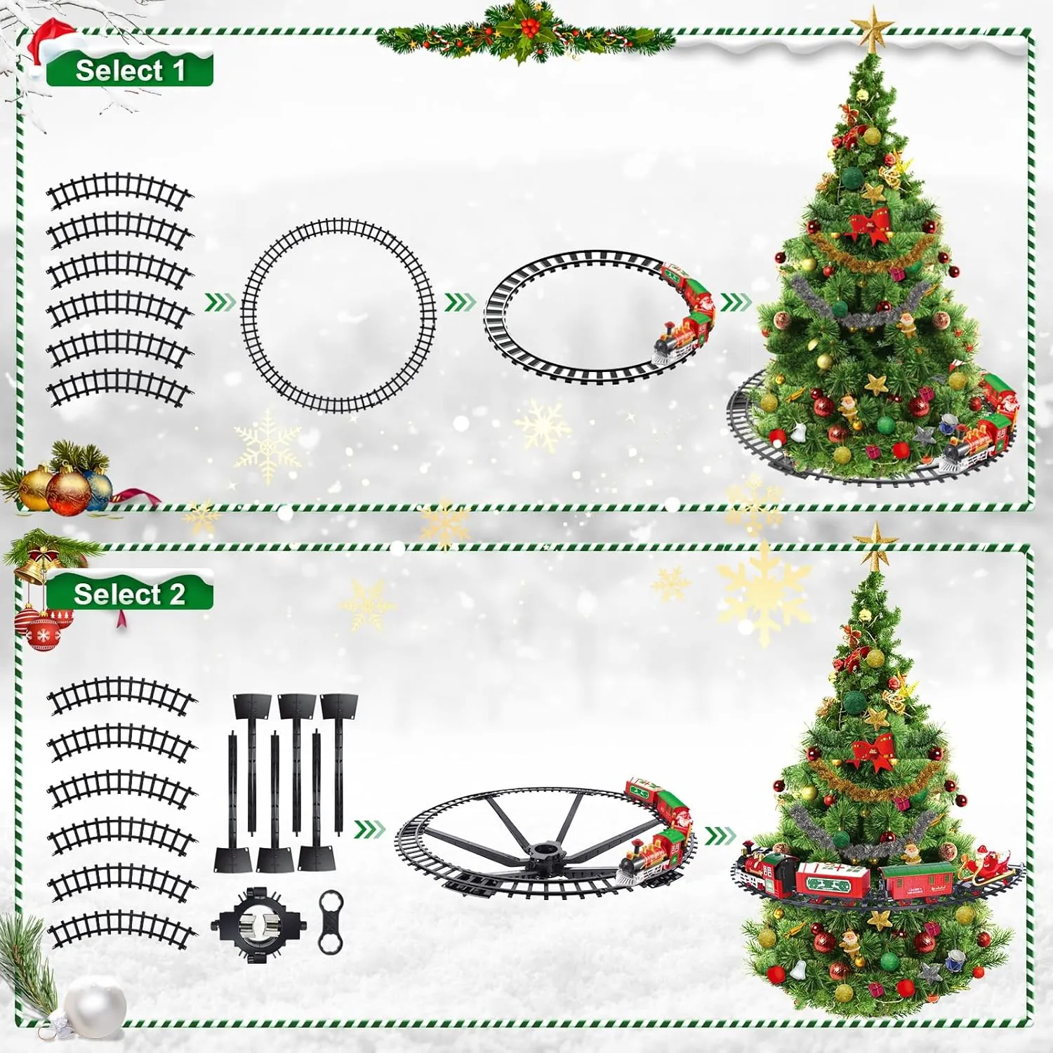 Christmas Tree Train Set, Electric Train Toys, Christmas Toy Train Gifts for Kids with Light and Sounds (On The Christmas Tree)