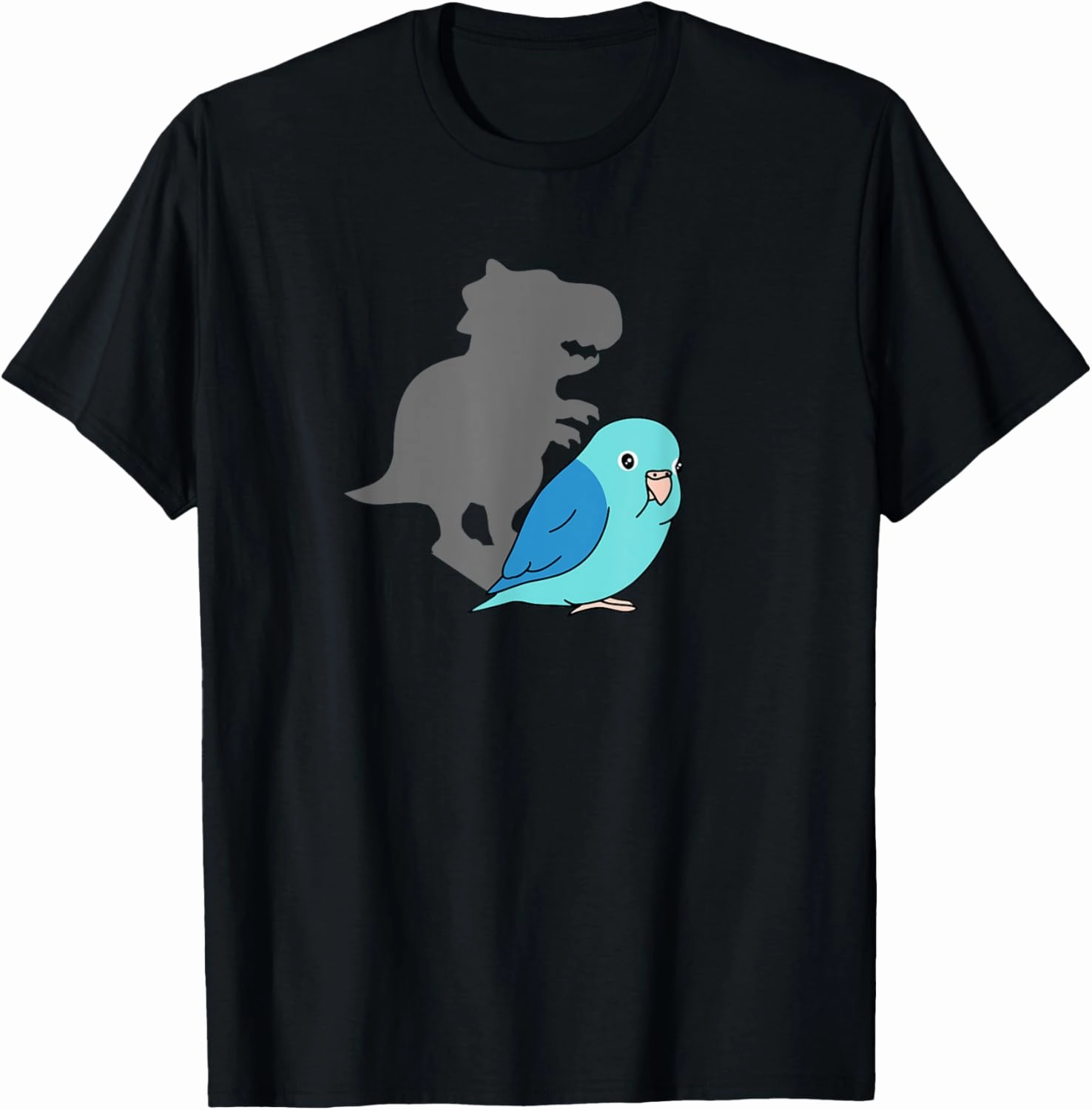 Chubby Parrotlet T-rex Cute Parrot Doodle Dinosaur Shadow T-Shirt