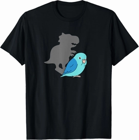 Chubby Parrotlet T-rex Cute Parrot Doodle Dinosaur Shadow T-Shirt