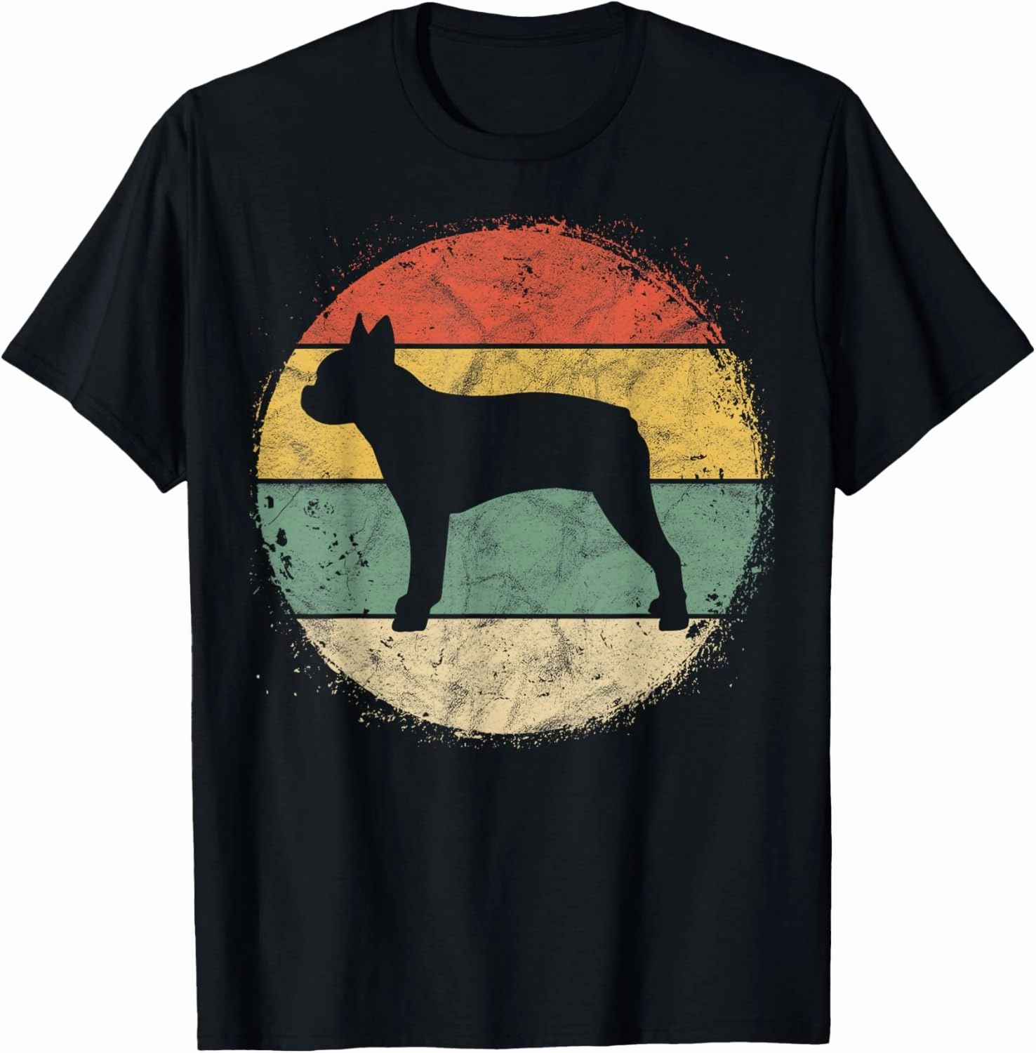 Circular Retro Boston Terrier Owner Gift Bostie Dad Mom T-Shirt
