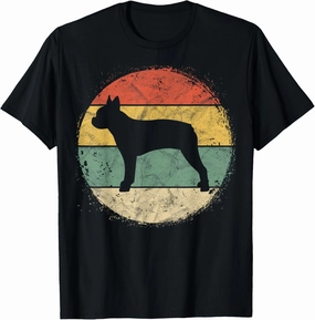 Circular Retro Boston Terrier Owner Gift Bostie Dad Mom T-Shirt