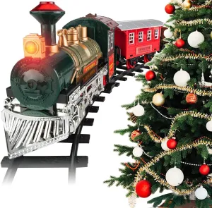 Classic Christmas Express Train with Lights and Sounds, Holiday Train Set for Kids, Tree Decoration