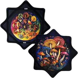 Classic Flow Star - for Beginners & Advanced - Fun & Challenging Flow Toy - Vibrant Colors & Patterns - 27” Diameter - 15 Ounce Weight (Fungal Jungle - Two Sided)