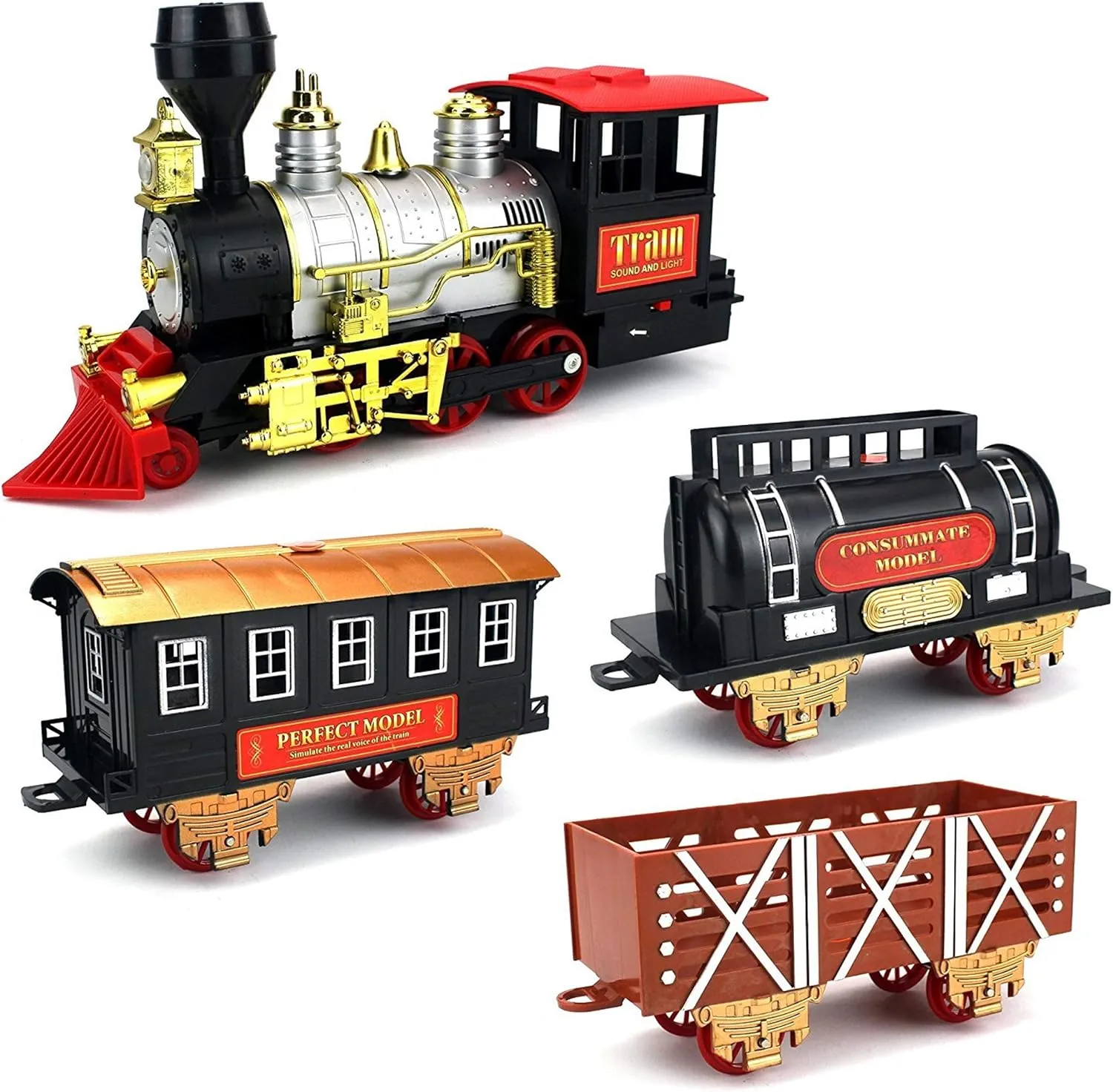 Classic Holiday Train with Realistic Smoke, Lights, and Sounds! Large, Easy-to-Assemble Toy Set for Festive Family Fun for Christmas, Birthdays