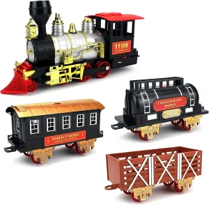 Classic Holiday Train with Realistic Smoke, Lights, and Sounds! Large, Easy-to-Assemble Toy Set for Festive Family Fun for Christmas, Birthdays