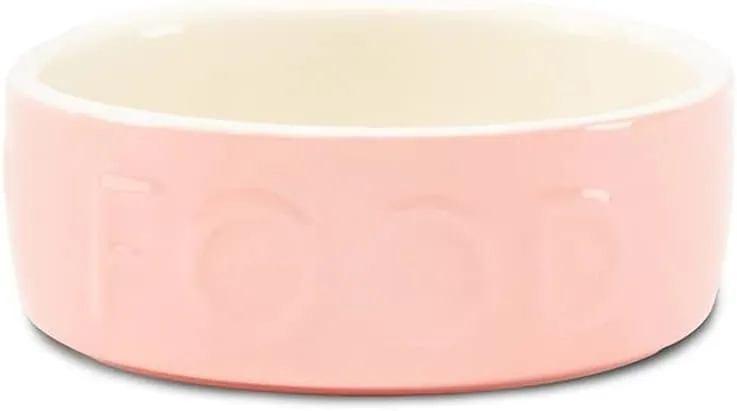 Classic Stoneware Pet Food Bowl 13 cm x 13 cm x 5 cm Pink