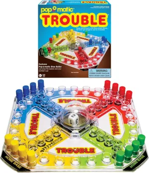 Classic Trouble with Retro Artwork and Pop-o-Matic Popper by Winning Moves Games USA, Designed for Kids, Ages 5  Perfect For An Indoor Interactive Activity (1176), Extra Wide