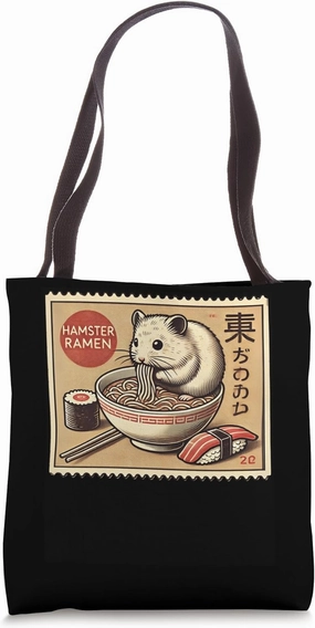 Classic Japanese Sushi Postage Stamp Noodles Hamster Ramen Tote Bag