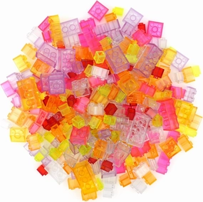 Classic Transparent Clear Bulk Bricks, 300 Pieces Parts Pack Creative Blocks Box Blocks Set for Girls in Random Color - Mixed Shape