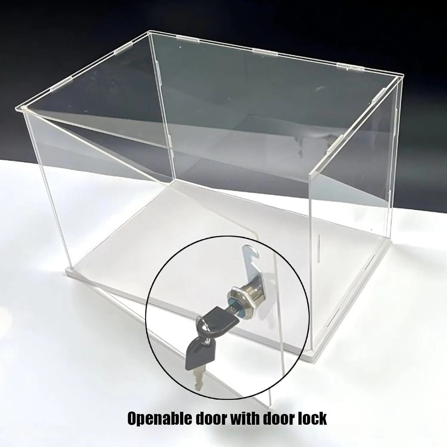 Clear Acrylic Display Case with Lock & Key, Stackable Dustproof Showcase for Action Figures & Models(20cm(8") x20cm(8") x15cm(6"))