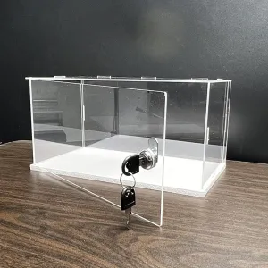 Clear Acrylic Display Case with Lock & Key, Stackable Dustproof Showcase for Action Figures & Models(20cm(8") x20cm(8") x15cm(6"))