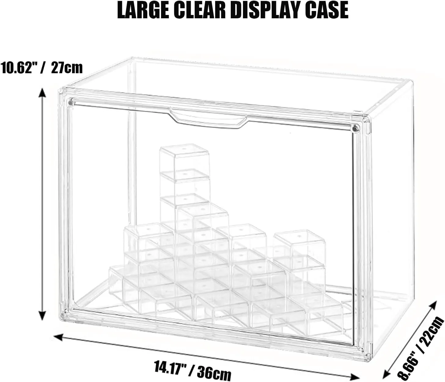 Clear Display Case for Figures Updated Adjustable Figure Display Box with Magnetic Door Stackable Display Stand for Funko Pop Collectibles Mini Toys