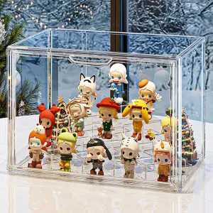 Clear Display Case for Figures Updated Adjustable Figure Display Box with Magnetic Door Stackable Display Stand for Funko Pop Collectibles Mini Toys