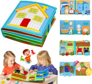 Cobelae Montessori Busy Book for Toddlers 1-3, Felt Quiet Book Preschool Learning Activities Book, Travel Toys Toddler Busy Board for Age 2-4 3-5 Kids Gift