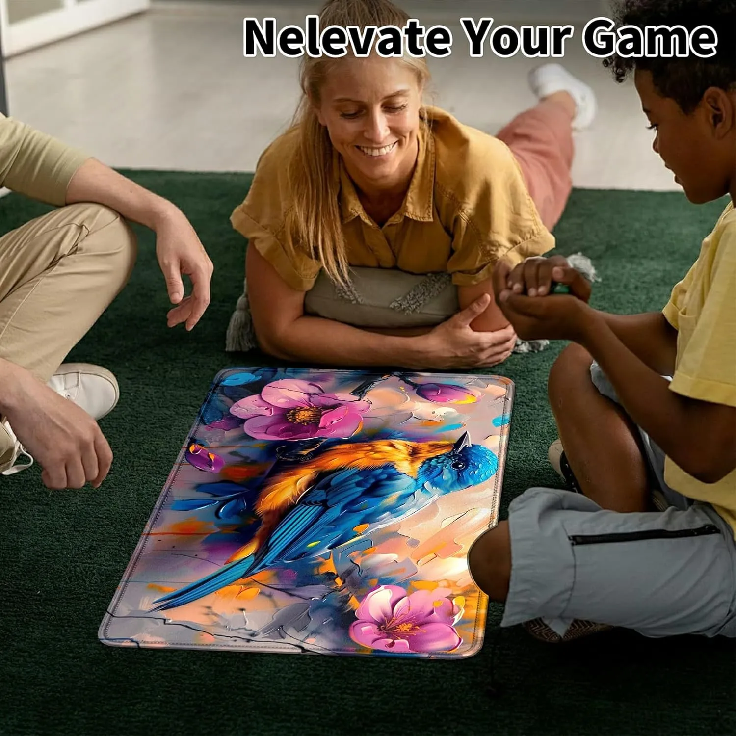 Colorful Bird Card Mat for MTG & TCG Playmat Mouse Pad,23.6" x 13.8" Game Mat Trading Card Game Playmats Table Mat Perfect for Card Games Video Games Computer Office