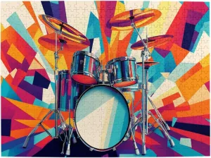 Colorful Drum Set 500 Pieces Of Adult Wooden Puzzle,Simple Color Art Design,Enjoy The Puzzle Solving Process With Your Family,And Give It To Music Lovers