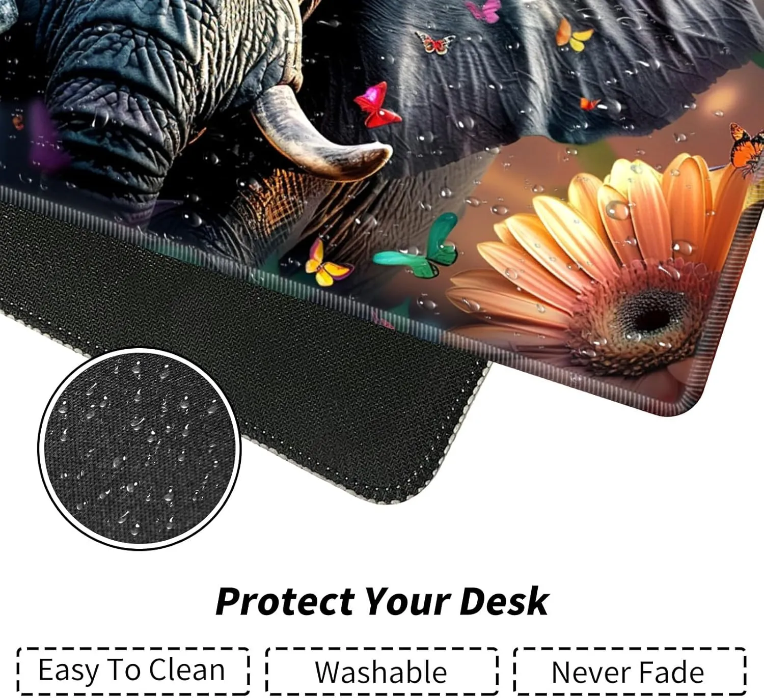 Colorful Elephant Butterflies for MTG & TCG Playmat Mouse Pad,BFDHGQZC 24" x 14" Game Mat for MTG/RPG/CCG Trading Card Game Playmats Table Mat Perfect for Card Games Video Games Computer Office