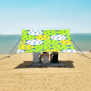 Colorful Pickleball Beach Canopy Tent Anti-UV & Wind Resistant, Camping Sun Shelter Easy Setup Portable,Outdoor Shade Tents with Sandbags,Sand Shovels,Ground Pegs & Stability Poles
