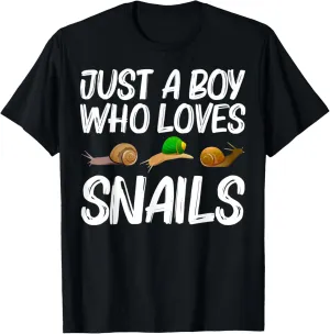 Cool Snail Art For Boys Kids Slug Trumpet Land Garden Animal T-Shirt