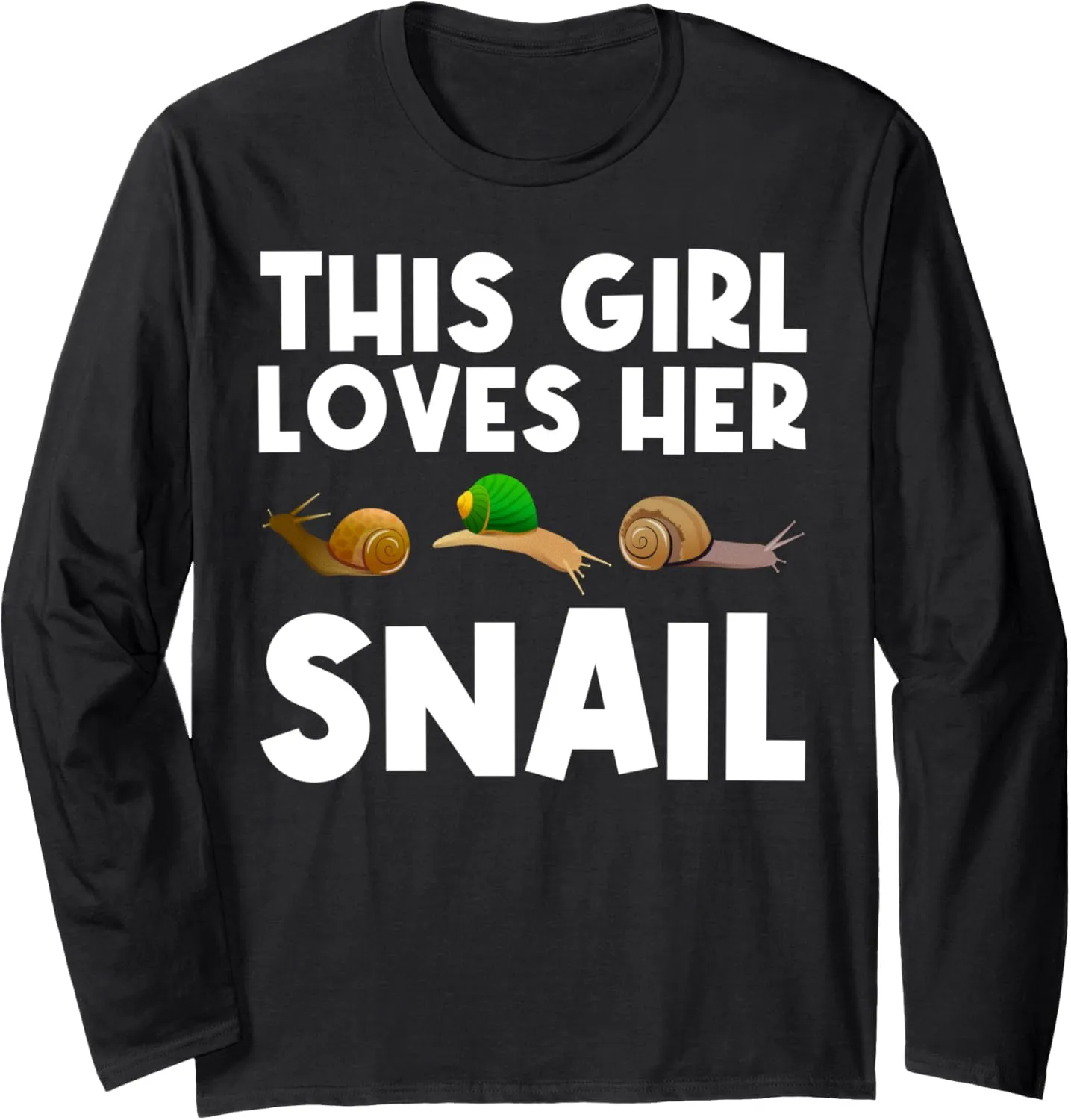 Cool Snail Art For Girls Kid Slug Trumpet Land Garden Animal Long Sleeve T-Shirt