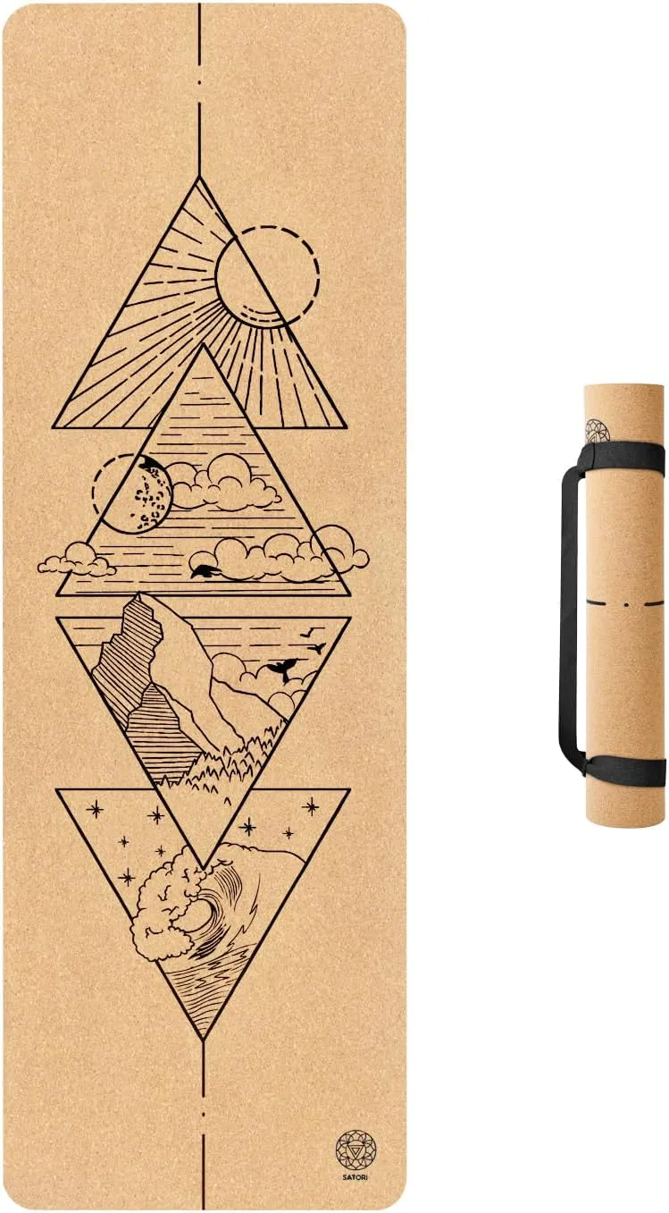 Cork Yoga Mat with Natural Rubber Base, Extra Size, Thickness and Support, Excellent Cushion & Grip, Non-Slip, Non-Toxic, Sweat-Resistant, Sustainable, Eco-friendly Excercise Mat