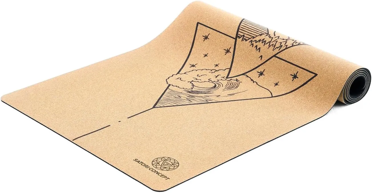 Cork Yoga Mat with Natural Rubber Base, Extra Size, Thickness and Support, Excellent Cushion & Grip, Non-Slip, Non-Toxic, Sweat-Resistant, Sustainable, Eco-friendly Excercise Mat