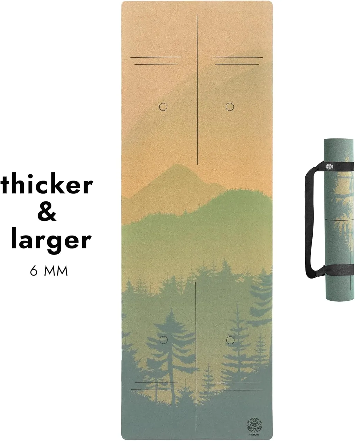 Cork Yoga Mat with Natural Rubber Base, Extra Size, Thickness and Support, Excellent Cushion & Grip, Non-Slip, Non-Toxic, Sweat-Resistant, Sustainable, Eco-friendly Excercise Mat