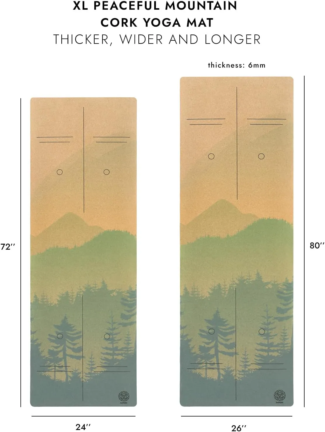 Cork Yoga Mat with Natural Rubber Base, Extra Size, Thickness and Support, Excellent Cushion & Grip, Non-Slip, Non-Toxic, Sweat-Resistant, Sustainable, Eco-friendly Excercise Mat