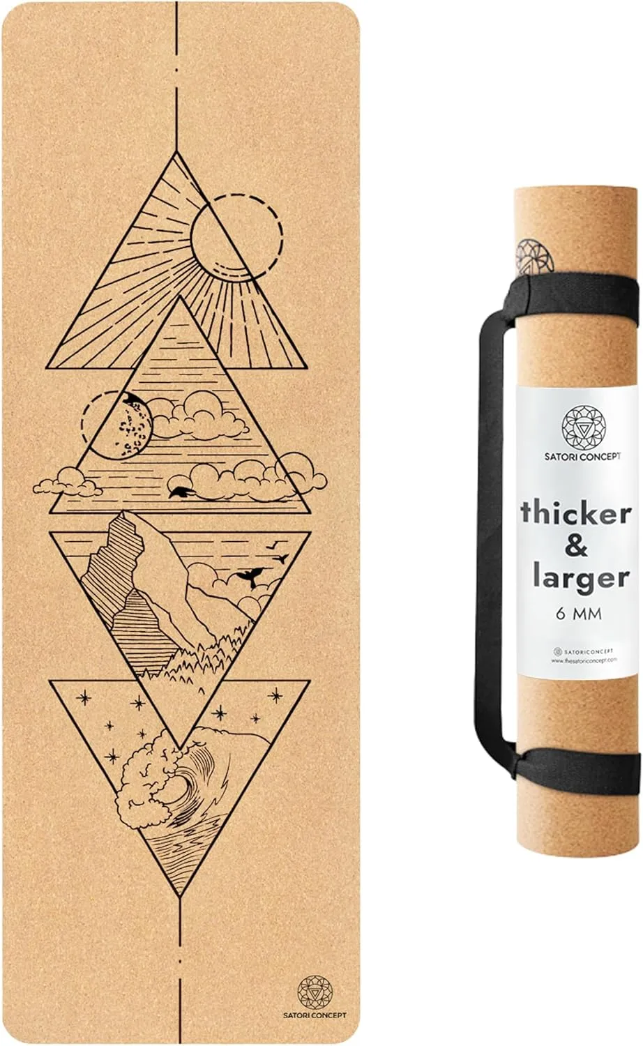 Cork Yoga Mat with Natural Rubber Base, Extra Size, Thickness and Support, Excellent Cushion & Grip, Non-Slip, Non-Toxic, Sweat-Resistant, Sustainable, Eco-friendly Excercise Mat