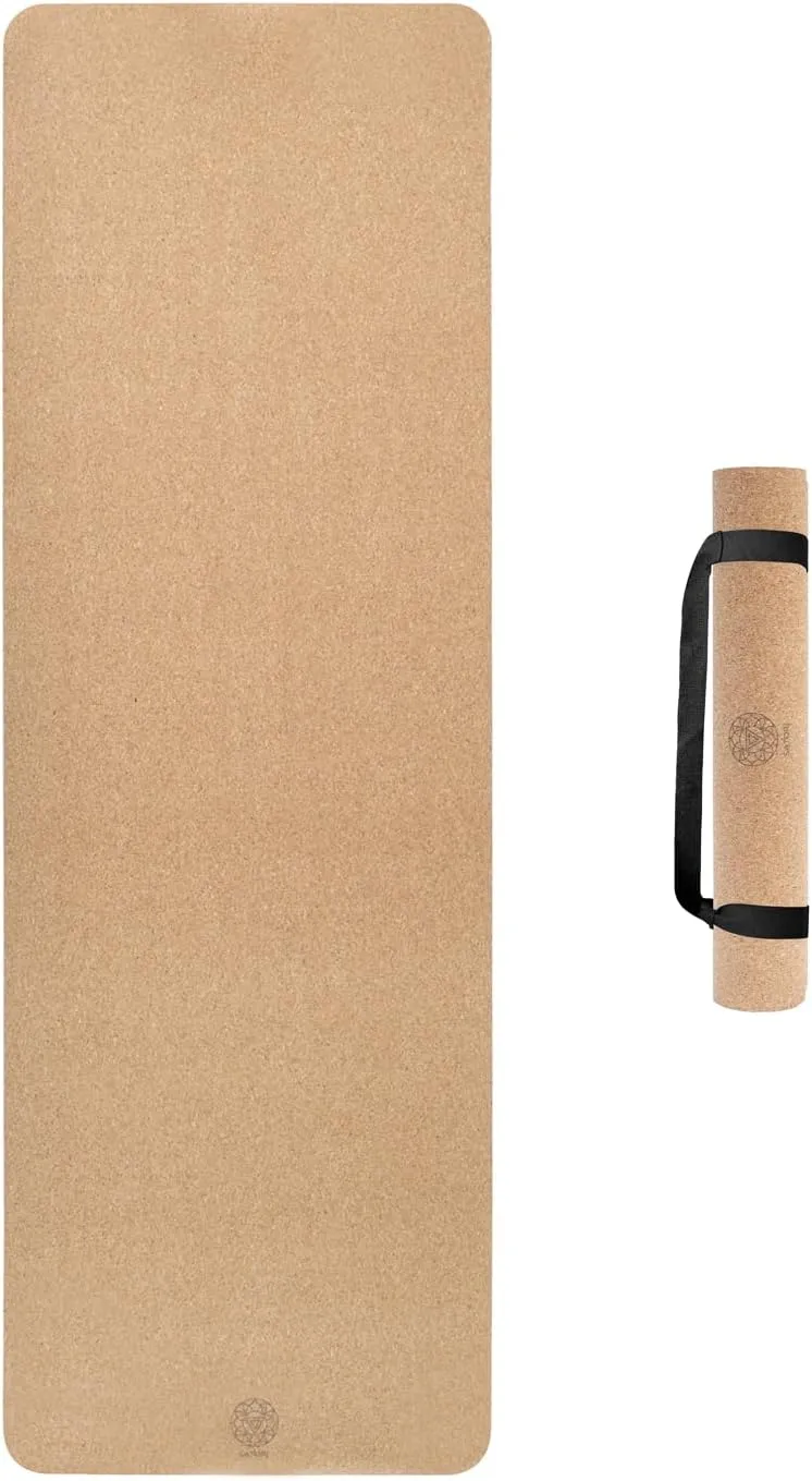 Cork Yoga Mat with Natural Rubber Base, Extra Size, Thickness and Support, Excellent Cushion & Grip, Non-Slip, Non-Toxic, Sweat-Resistant, Sustainable, Eco-friendly Excercise Mat