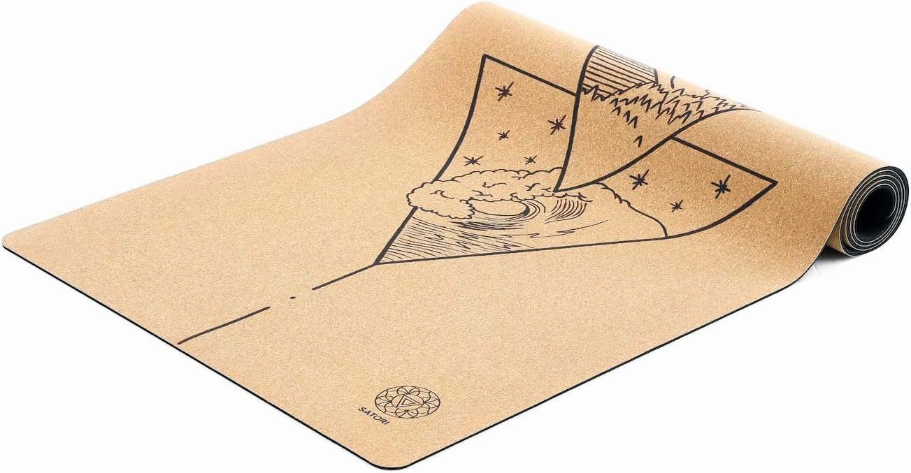 Cork Yoga Mat with Natural Rubber Base, Extra Size, Thickness and Support, Excellent Cushion & Grip, Non-Slip, Non-Toxic, Sweat-Resistant, Sustainable, Eco-friendly Excercise Mat
