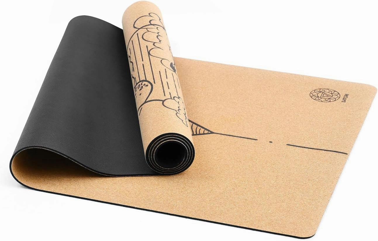 Cork Yoga Mat with Natural Rubber Base, Extra Size, Thickness and Support, Excellent Cushion & Grip, Non-Slip, Non-Toxic, Sweat-Resistant, Sustainable, Eco-friendly Excercise Mat