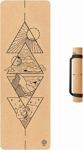 Cork Yoga Mat with Natural Rubber Base, Extra Size, Thickness and Support, Excellent Cushion & Grip, Non-Slip, Non-Toxic, Sweat-Resistant, Sustainable, Eco-friendly Excercise Mat
