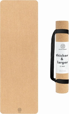 Cork Yoga Mat with Natural Rubber Base, Extra Size, Thickness and Support, Excellent Cushion & Grip, Non-Slip, Non-Toxic, Sweat-Resistant, Sustainable, Eco-friendly Excercise Mat
