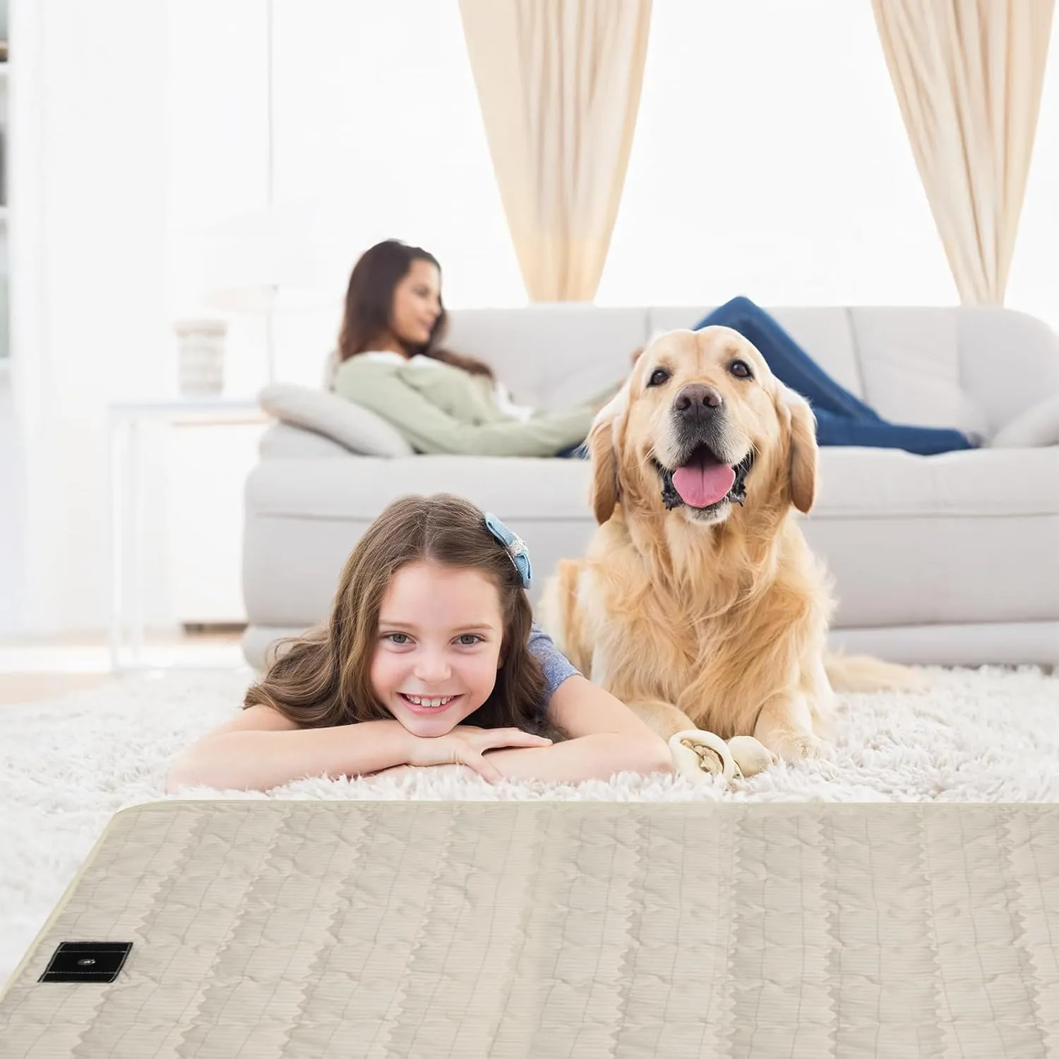 Cotton Grounding Mat Baby Play Mat Grounding Mattress Pads, Grounding Keep Good Sleep, Natural Fitness (Beige, 23.6x35 inch)