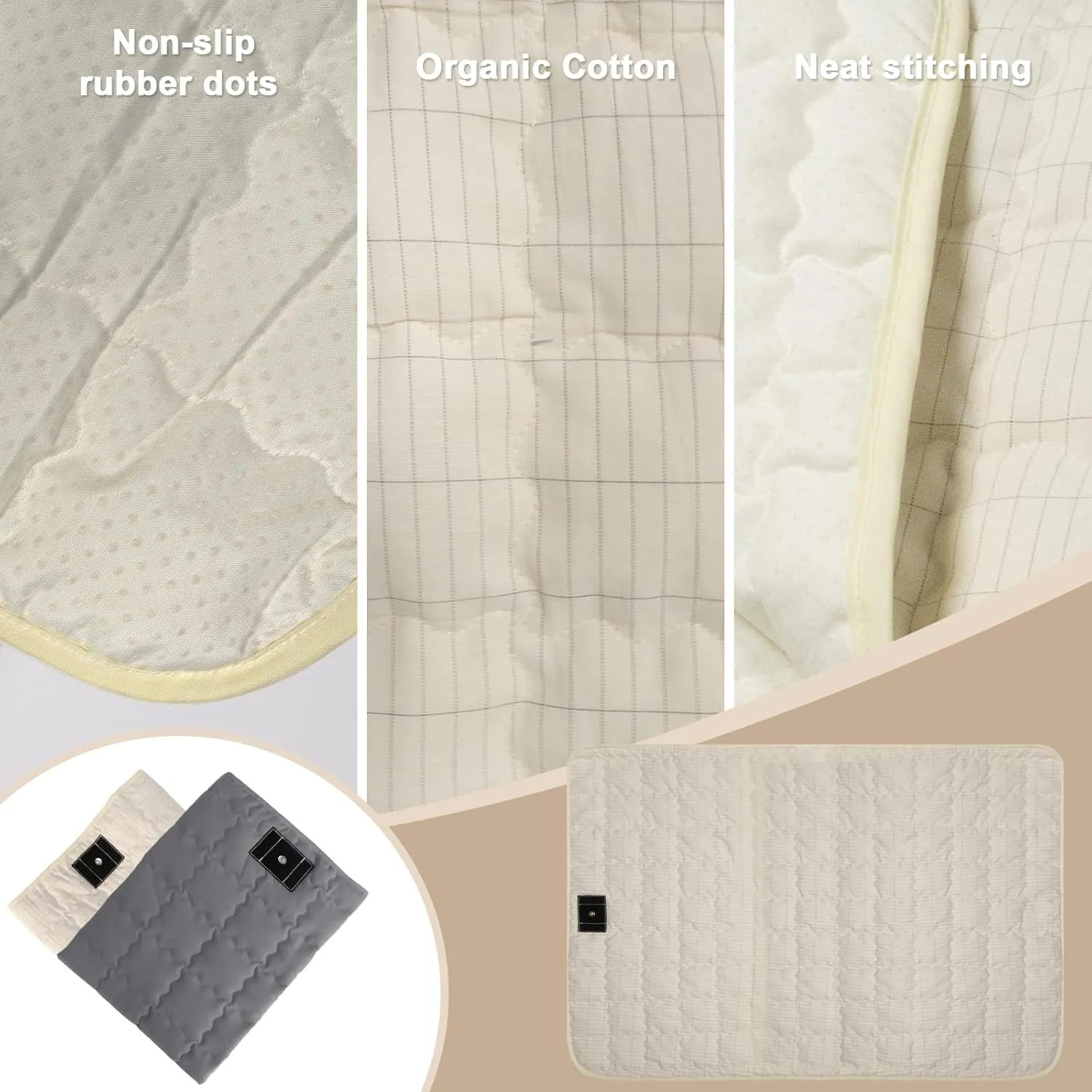 Cotton Grounding Mat Baby Play Mat Grounding Mattress Pads, Grounding Keep Good Sleep, Natural Fitness (Beige, 23.6x35 inch)