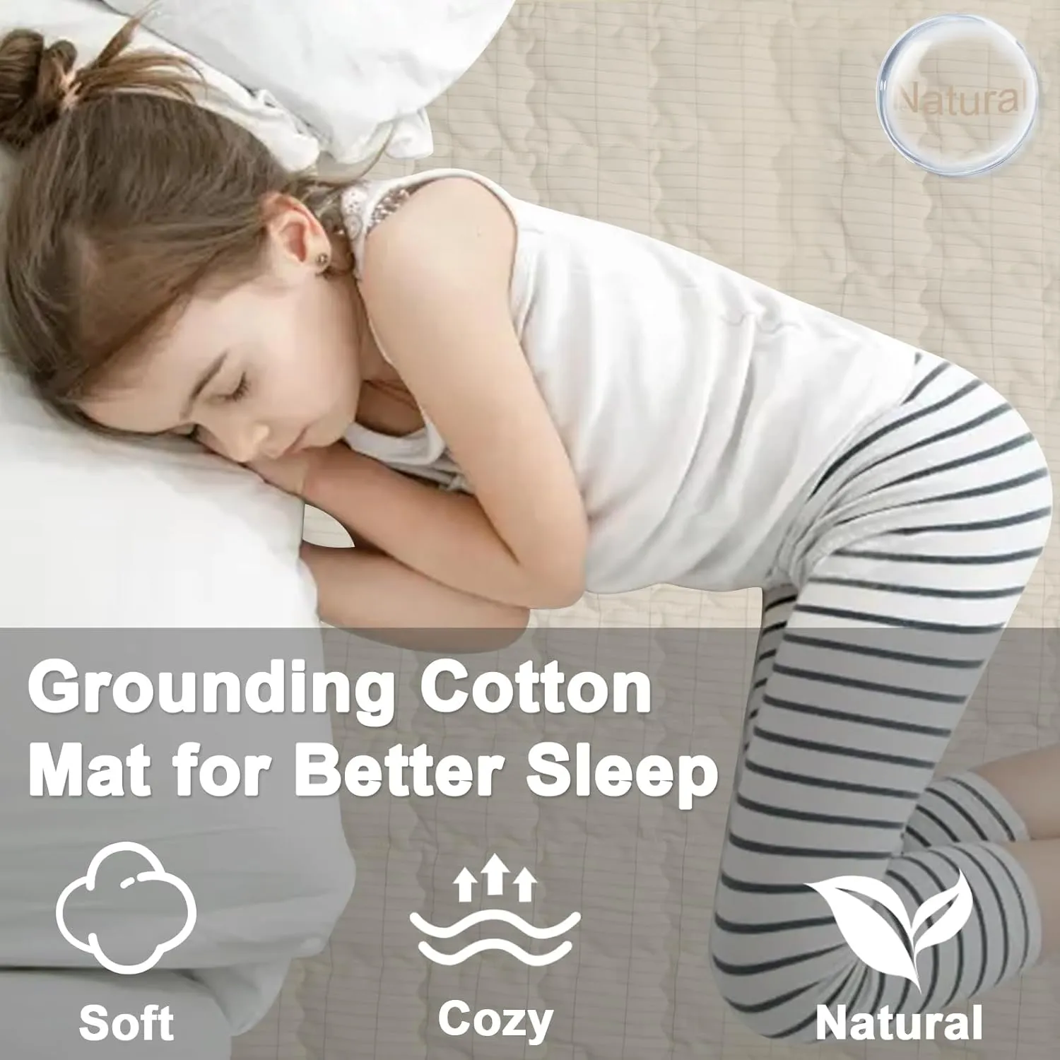 Cotton Grounding Mat Baby Play Mat Grounding Mattress Pads, Grounding Keep Good Sleep, Natural Fitness (Beige, 23.6x35 inch)