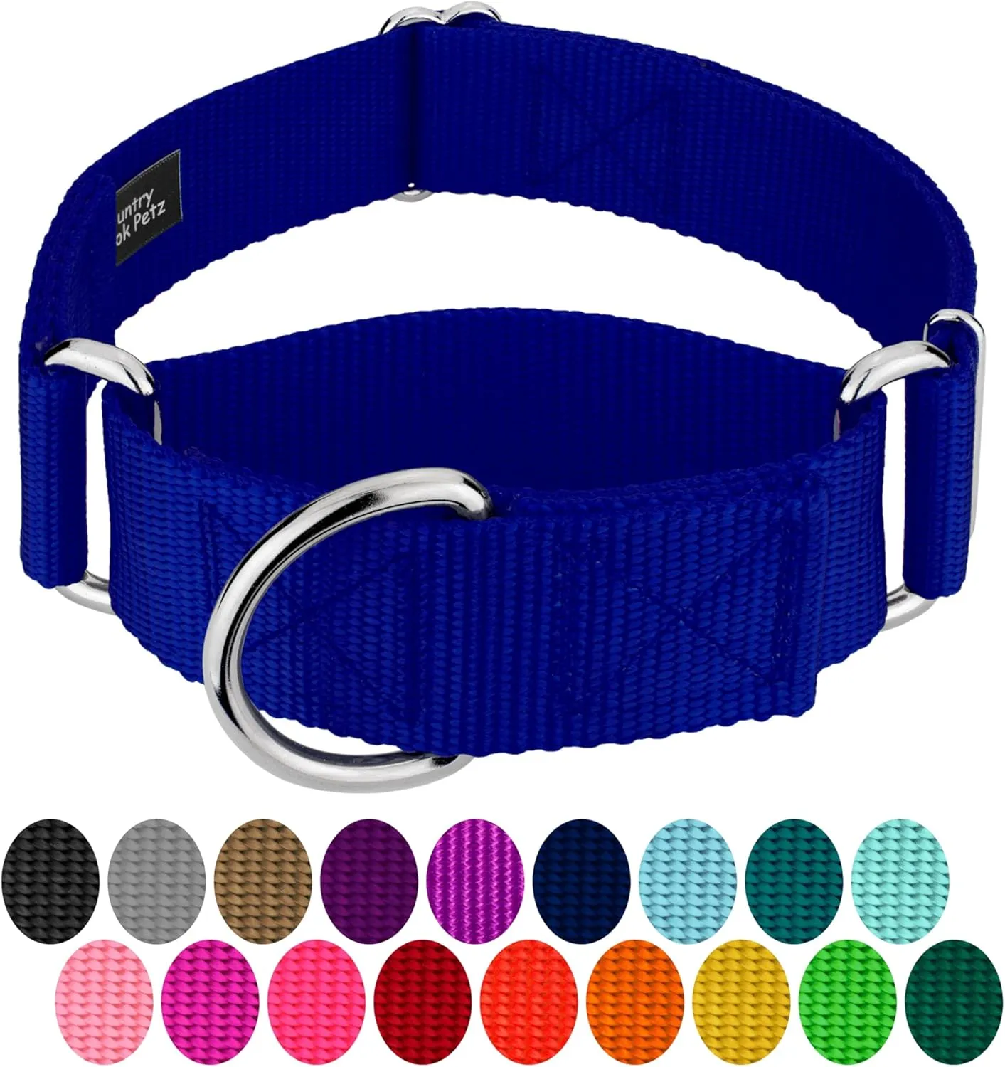 Country Brook Petz - HossFit Jr Wide Martingale Dog Collar - Training Collar with No Buckle - Service Dog Collar for All Pups - Vibrant, Colorful Collection (Royal Blue, Medium)