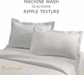 Courtyard by Marriott Textured Pillow Sham - 2 Decorative Pillow Sham with Wash-Activated Ripple Texture Exclusively for Courtyard - White (Standard 2 Pack)