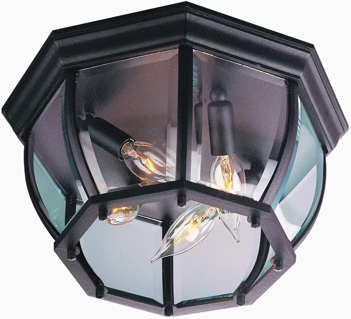 Craftmade Z434-TB Bent Glass Outdoor Flush Mount Ceiling Lighting, 4-Light 160 Watts (13"W x 7"H), Matte Black