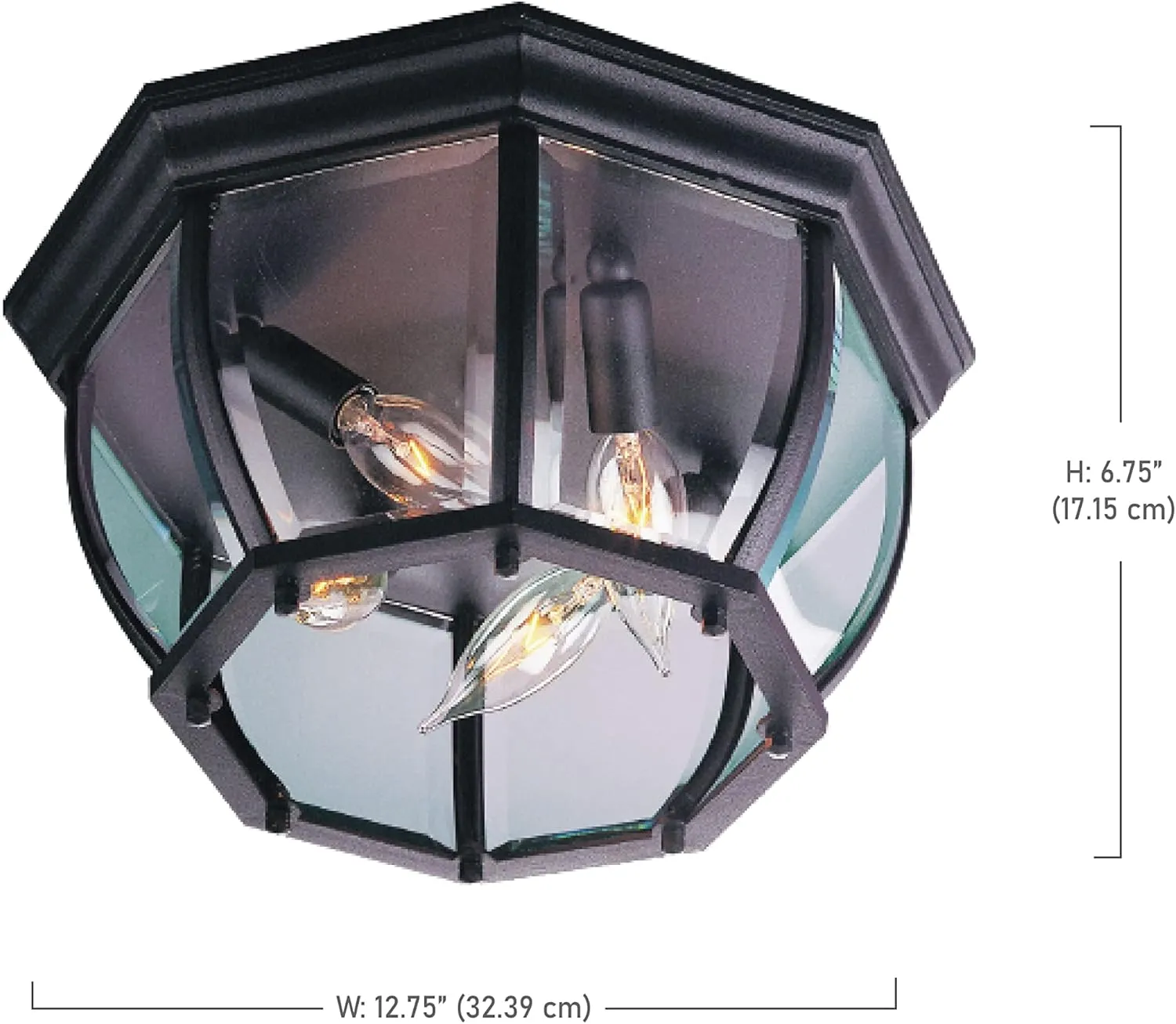 Craftmade Z434-TB Bent Glass Outdoor Flush Mount Ceiling Lighting, 4-Light 160 Watts (13"W x 7"H), Matte Black