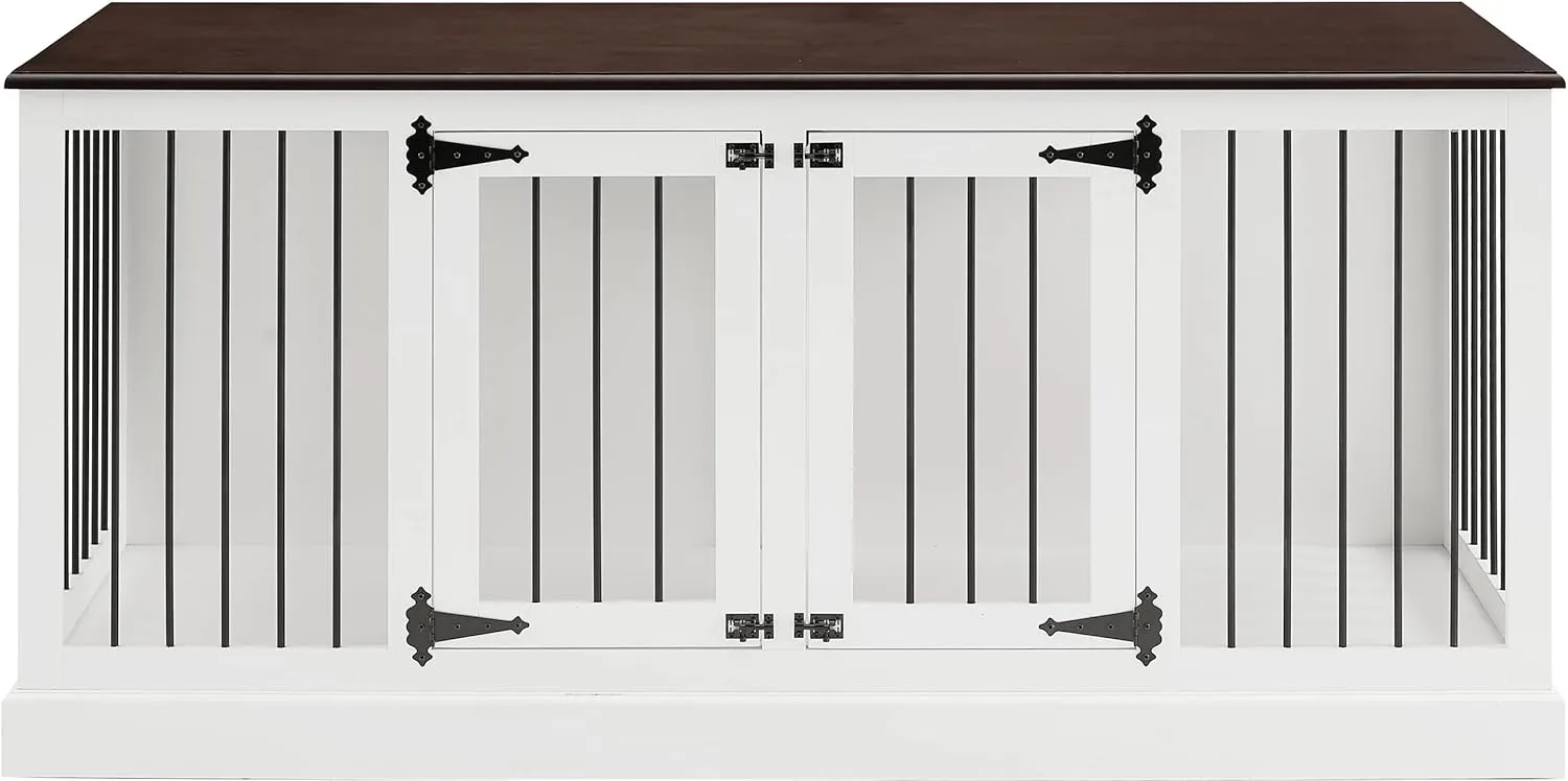 Crosley Furniture Winslow Medium Credenza Dog Crate Kennel for Pets, White