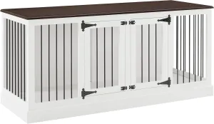 Crosley Furniture Winslow Medium Credenza Dog Crate Kennel for Pets, White