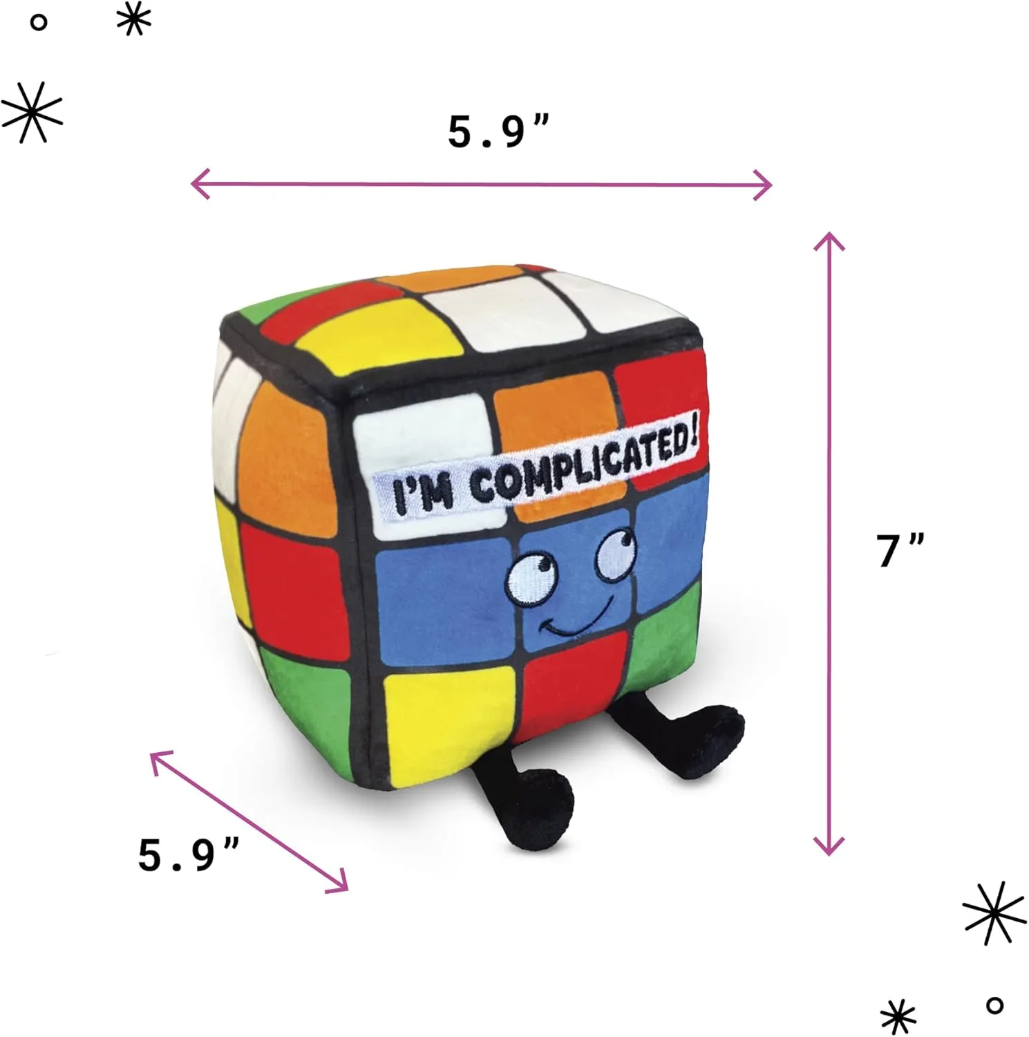 Cube Plushie - I'm Complicated Funny Cube Plush, Gift for Puzzle Lovers, Sassy Plush Toy for Gifting