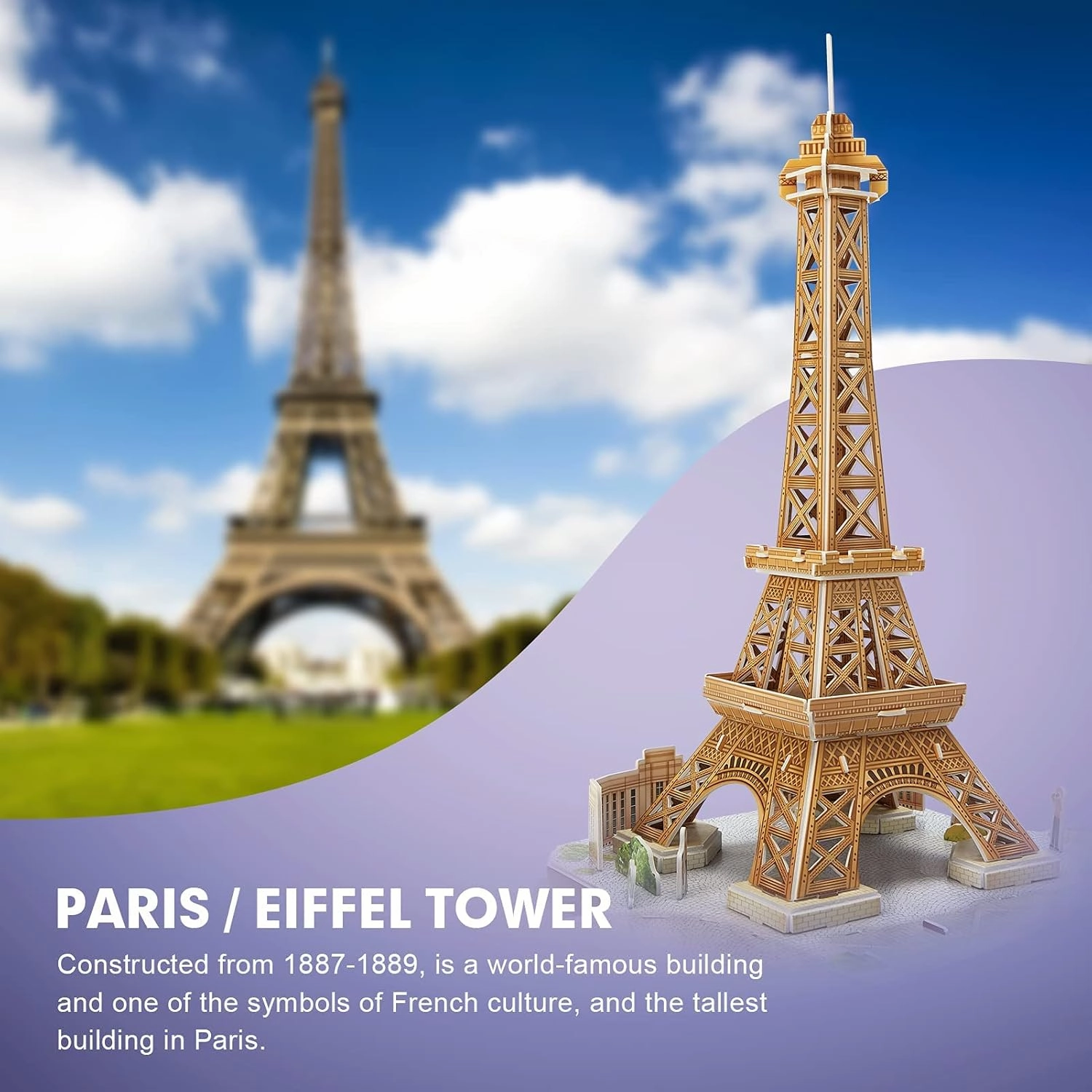 CubicFun 3D Puzzles for Kids Ages 8-10 12-14 Pairs Cityline Arts Crafts for Girls Ages 8-12 Architecture STEM Projects for Kids Ages 8-12, Toys Gifts for 8 Year Old Girls Eiffel Tower