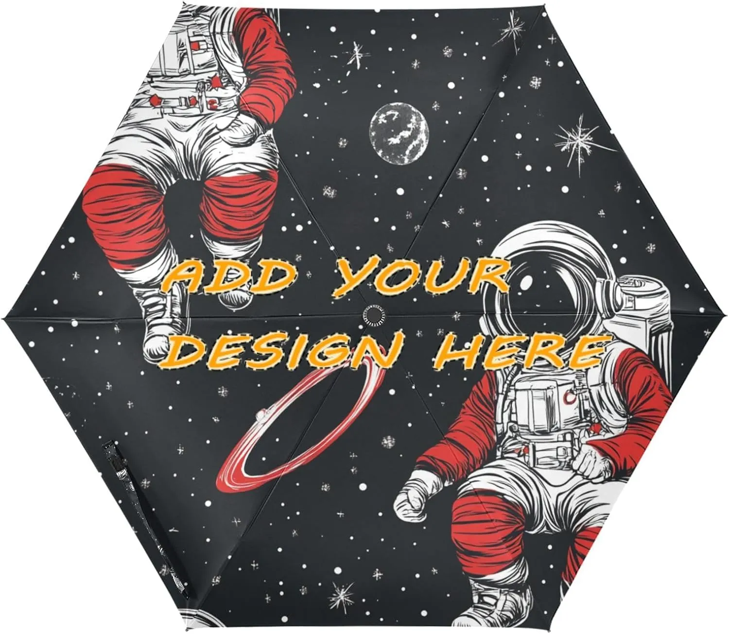 custom UV 50  automatic umbrella Cartoon Cute White Astronaut Planet for travel and golf portable and lightweight customized umbrellas for rain windproof auto open paraguas