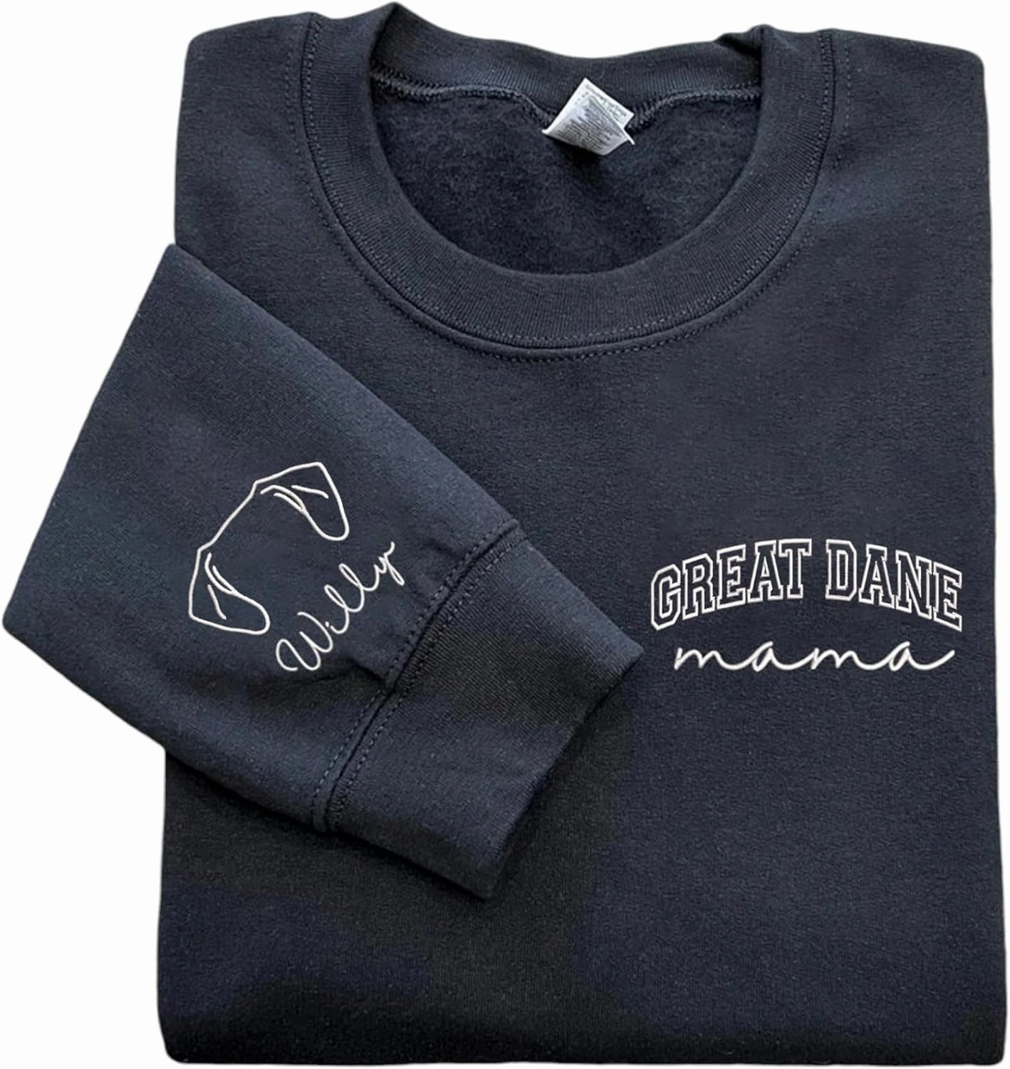 Custom Embroidered Great Dane Mama Sweatshirt, Great Dane Mom Sweatshirt, Great Dane Mama Gifts, Dog Mom Gift, Custom Pet Names On Sleeve