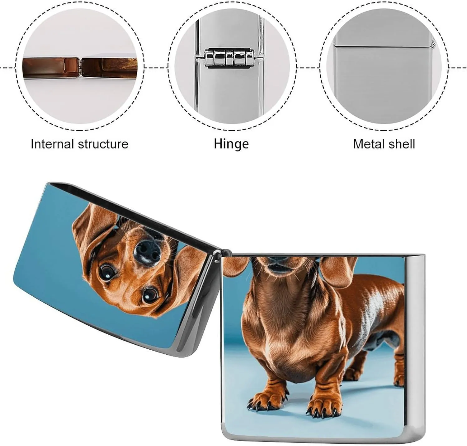 Dachshund Weiner Pet DogLighter Case Waterproof Lighter Sleeve Lighters Protective Cover with Graffiti Design