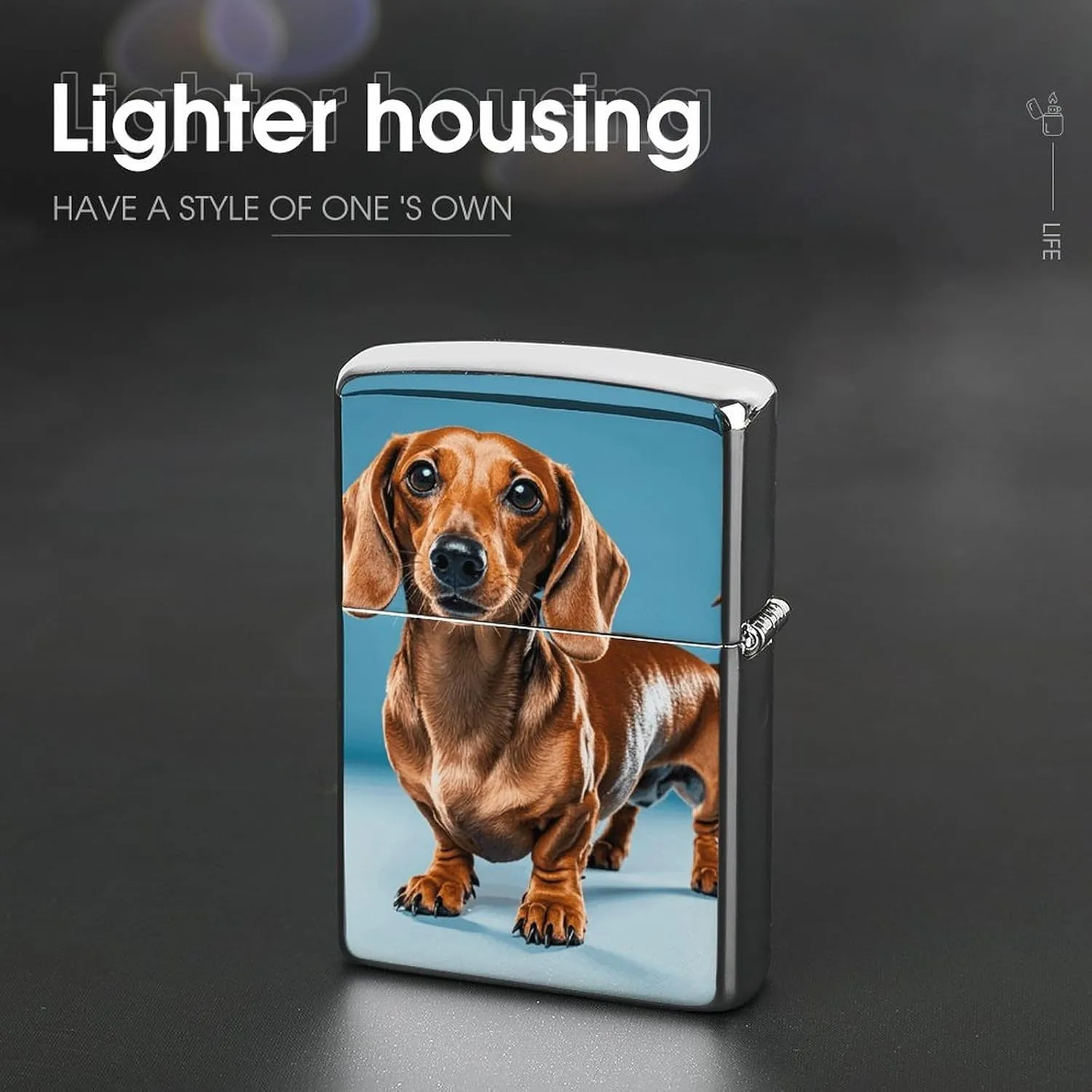 Dachshund Weiner Pet DogLighter Case Waterproof Lighter Sleeve Lighters Protective Cover with Graffiti Design