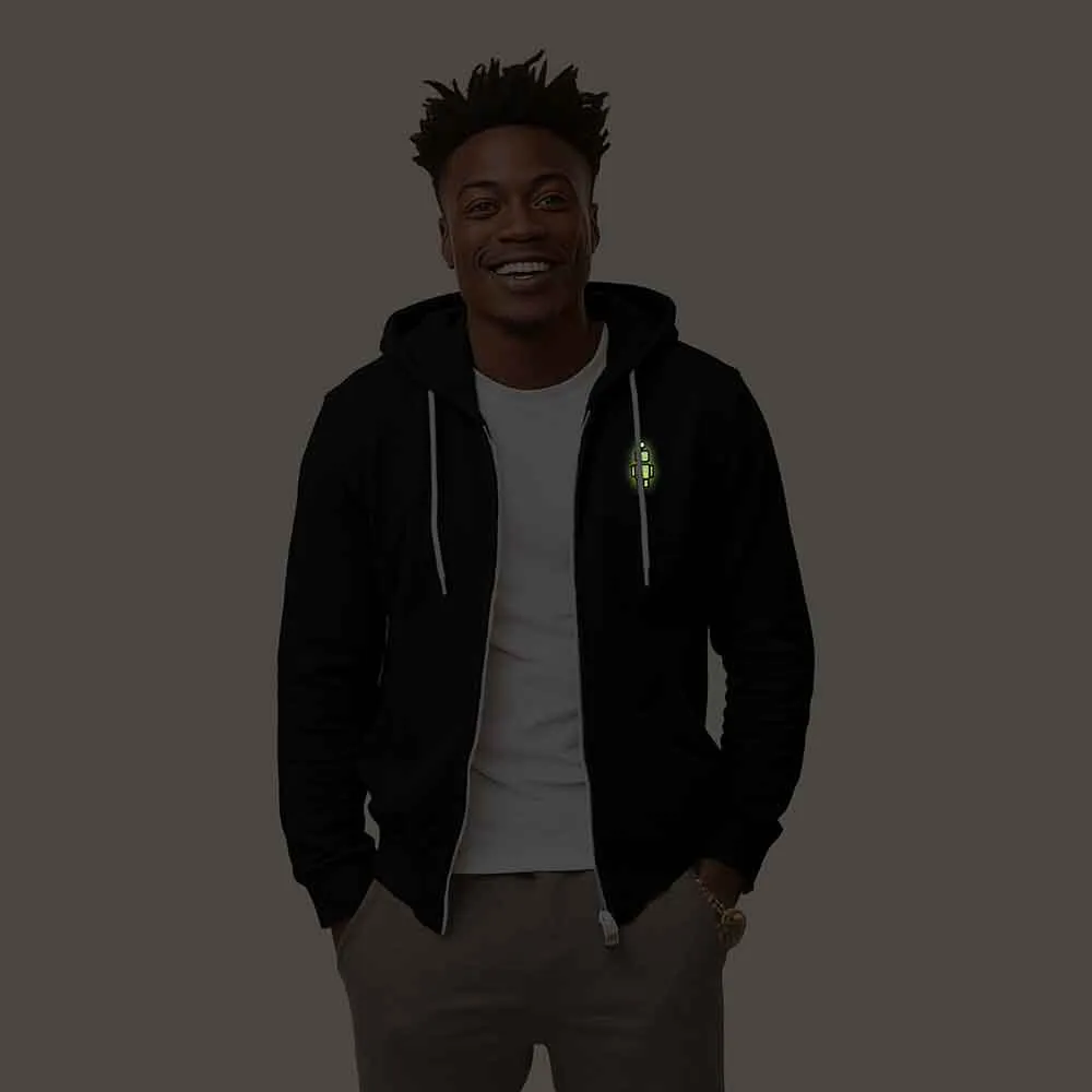 Dalix Robot Midweight Fleece Zip Hoodie (Glow in the Dark)